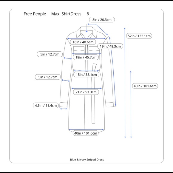 Free People Blue & Ivory Striped Maxi Shirt Dress - Picture 9 of 9